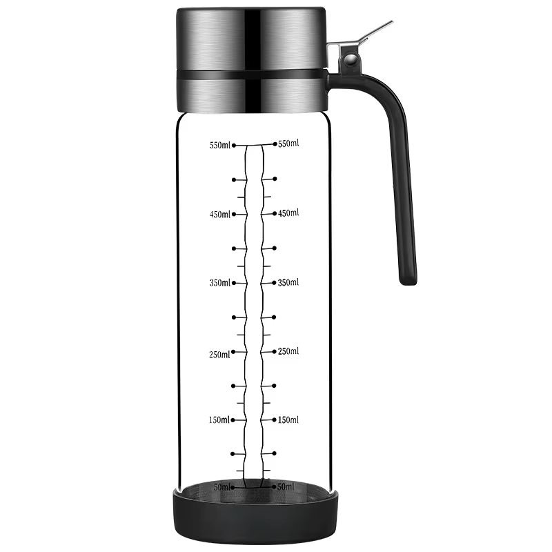 Bouteille d'huile en verre avec couvercle rabattable, pot d'huile étanche, sauce soja de cuisine pré