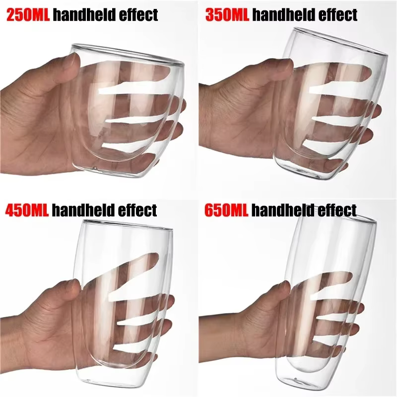 Tasse en verre borosilicaté à double paroi, haute teneur en borosilicate, degré de chaleur, thé, lai