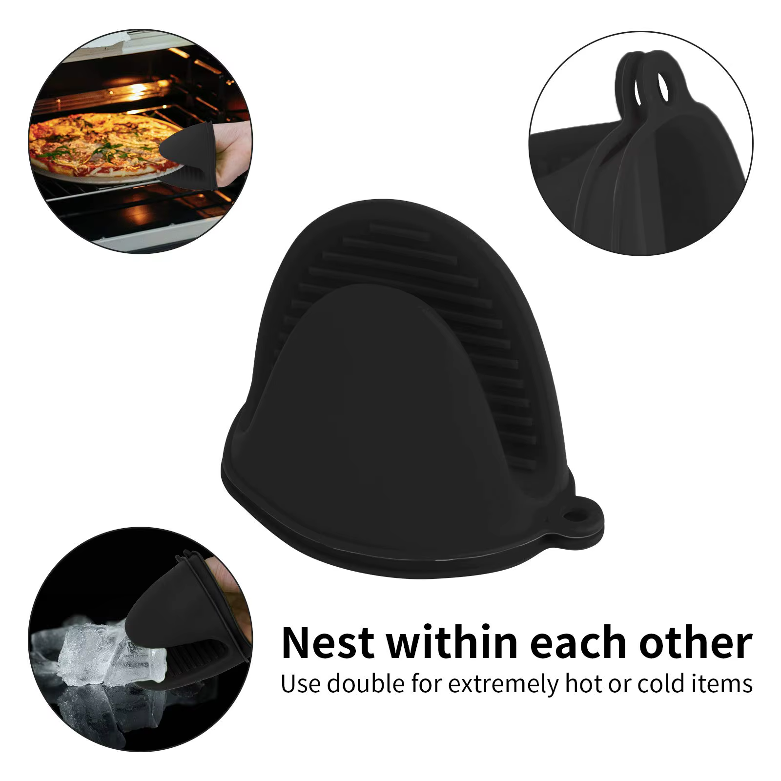 Mitaines de four en Silicone, 2 pièces, résistantes à la chaleur, Anti-brûlure, antidérapantes, Clip
