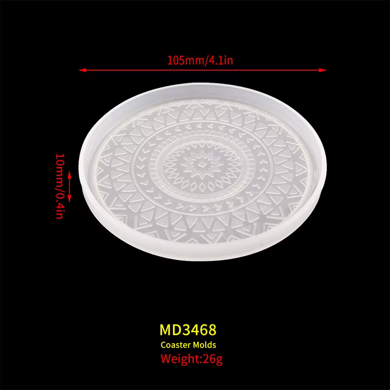 Moule rond en Silicone pour dessous de verre à fleurs, résine époxy, cristal, plâtre, béton, bricola