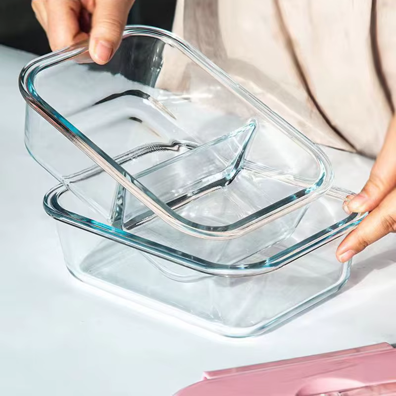 Boîte à déjeuner en verre de 1050ml, nouveau style, boîte à Bento pour micro-ondes, boîte de stockag