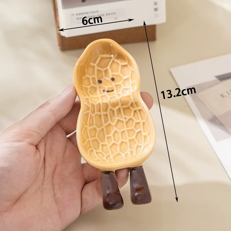 1 pièce Mini assiette en céramique mignonne motif pain de dessin animé, peinte à la main sous glaçur