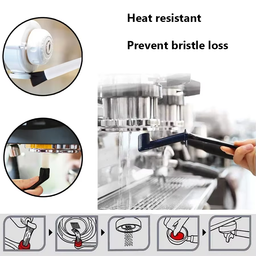 Ensemble de 5 brosses à expresso - Brosse de nettoyage en bois pour moulin à café et machine à expre