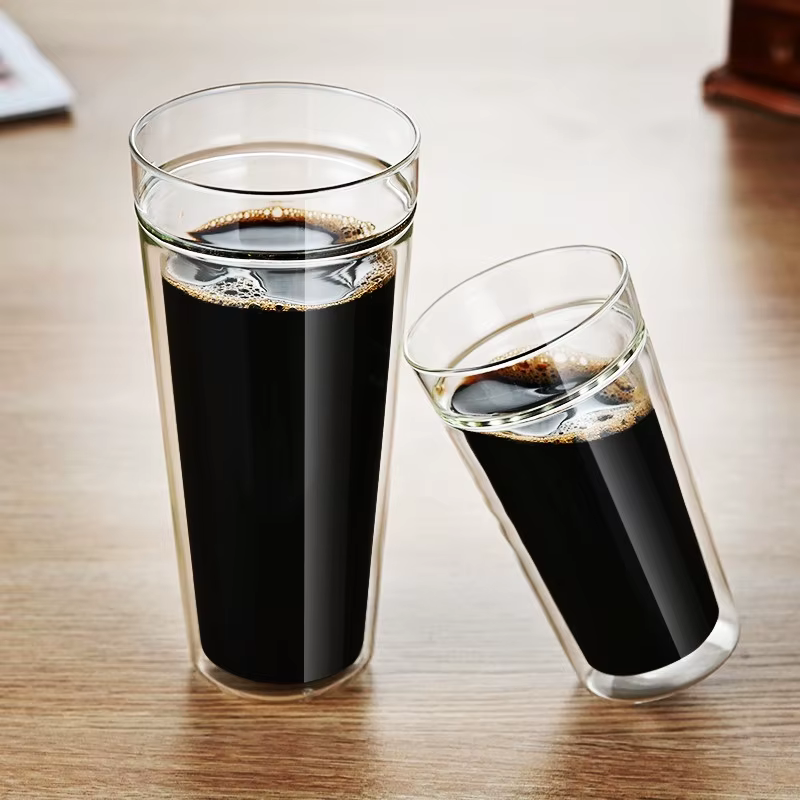 Tasse à café en verre à double paroi résistante à la chaleur, grande capacité, tasse à expresso, lat