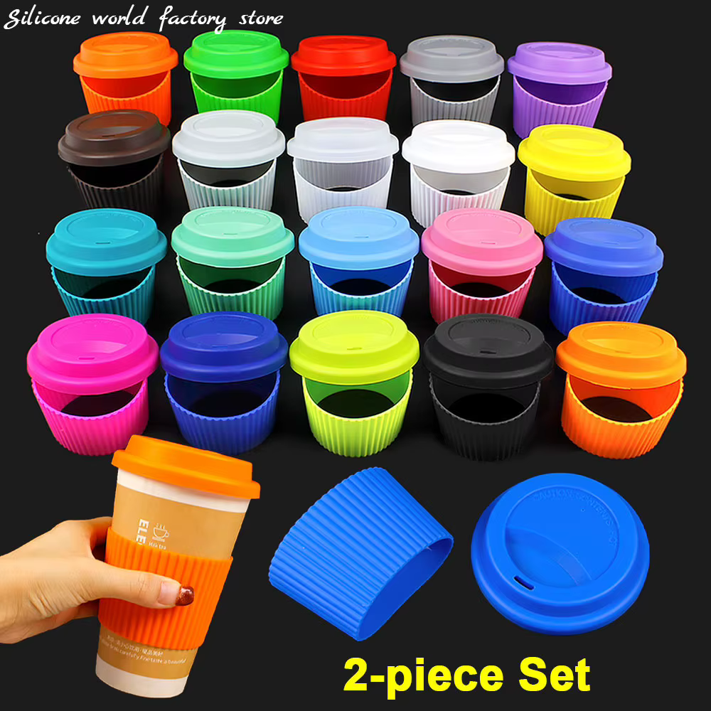 Silicone World 2 pièces/ensemble couvercle de tasse à café en Silicone isolation thermique manchon d