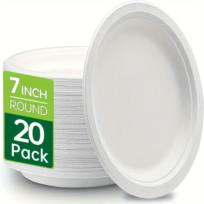 Assiettes jetables de 7 pouces, 20/50 pièces, assiettes en papier dégradables écologiques pour Barbe