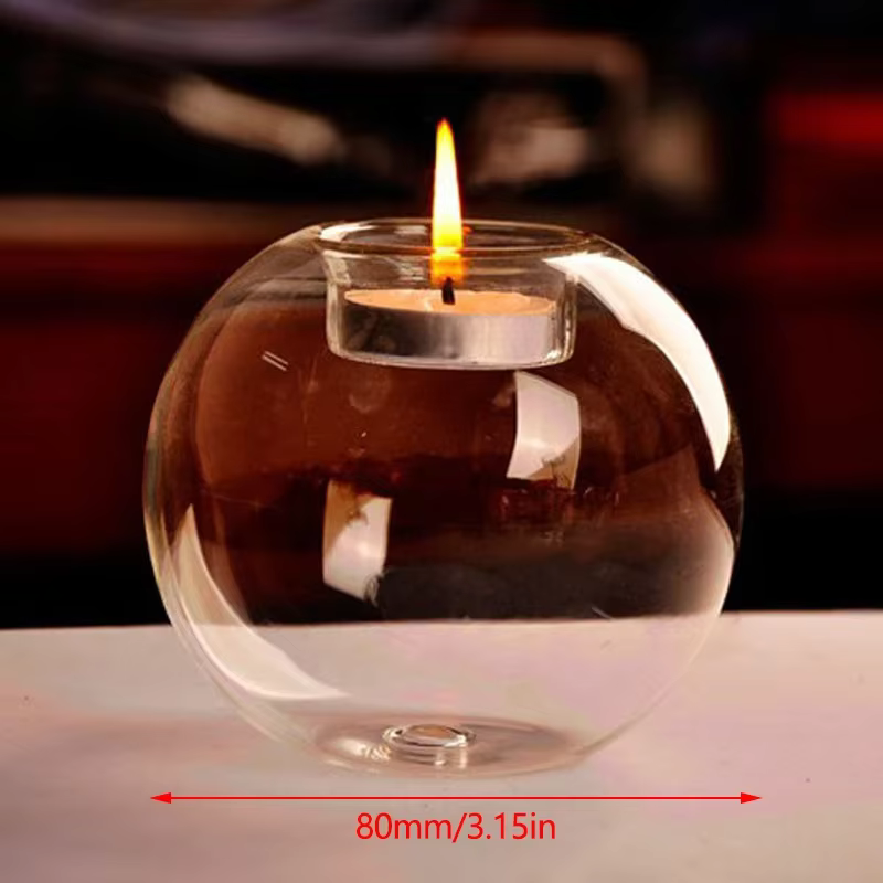 Bougeoirs ronds élégants en verre – Centre de table de style européen pour Noël, Halloween et fêtes