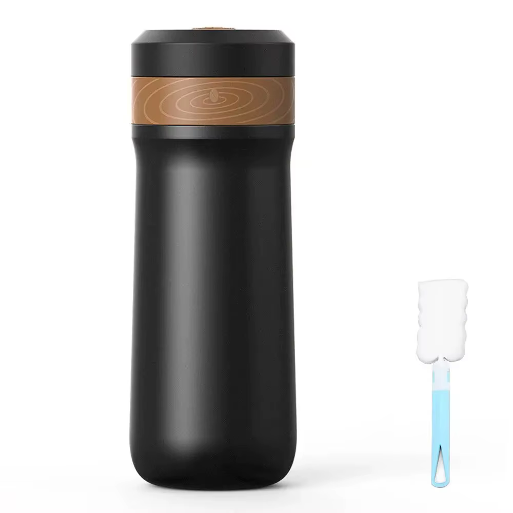 Mug à café portable French Press 320 ml, thermos de voyage en acier inoxydable 304, double filtre, g