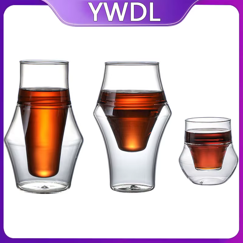 Tasse en verre Double couche de 120/250/335ml, tasse à café expresso suspendue à l'oreille, Anti-brû