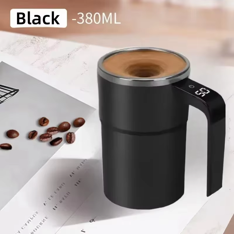 Mug à café électrique auto-mélangeur 380 ml, étanche IP67, mug à café à agitation, charge USB, affic