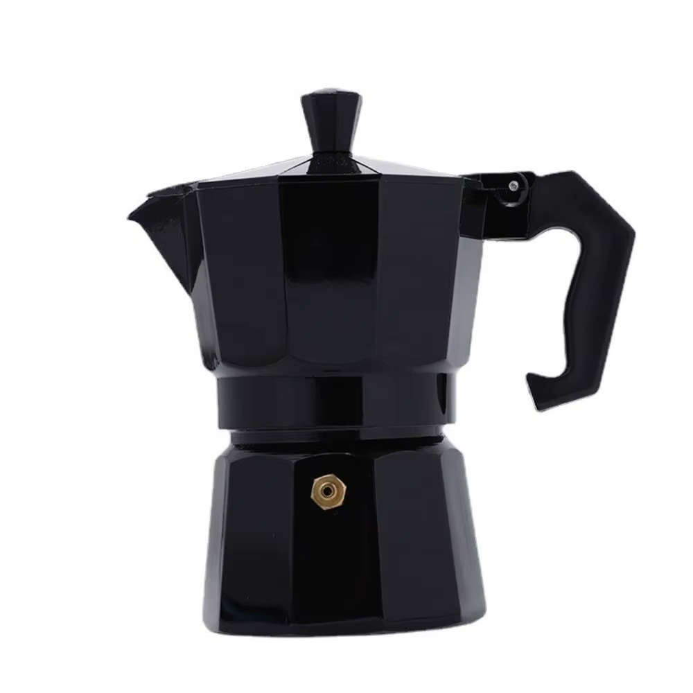 Cafetière Moka noire Vintage avec poignée, cafetière expresso en aluminium octogonale avec filtre, b