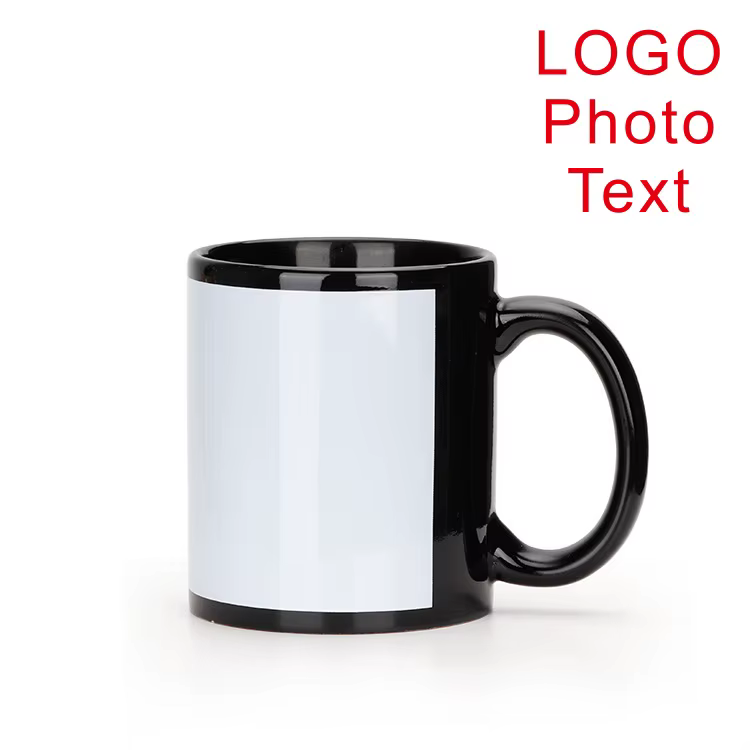Tasse en céramique noire de 350ML, texte personnalisé, Photo, Logo, café, lait, cadeau personnalisé