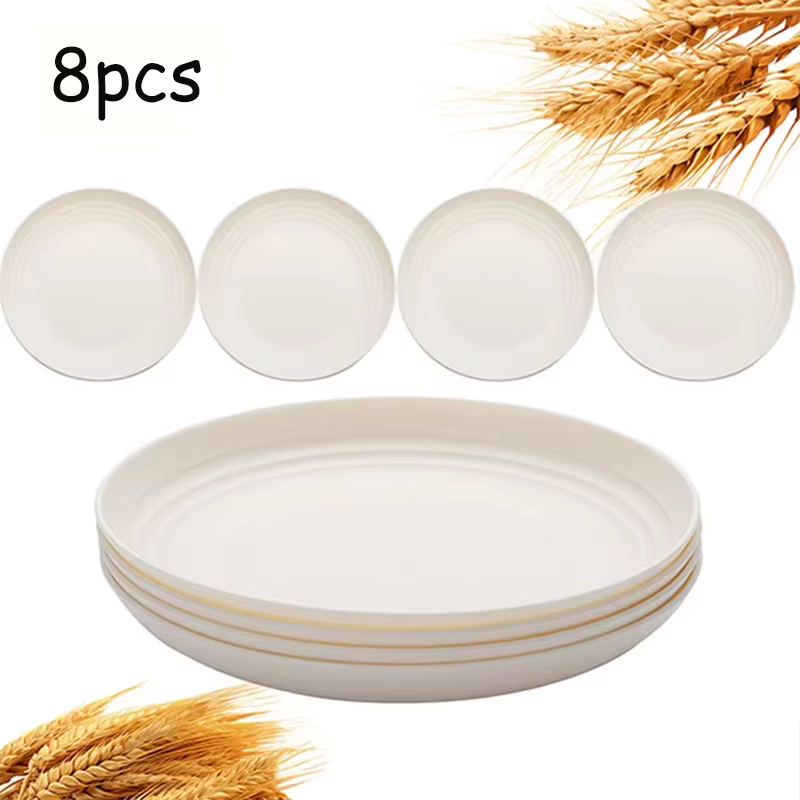 Ensemble de 8 assiettes en PP, anti-chute et réutilisables, adaptées à la cuisine familiale, au camp