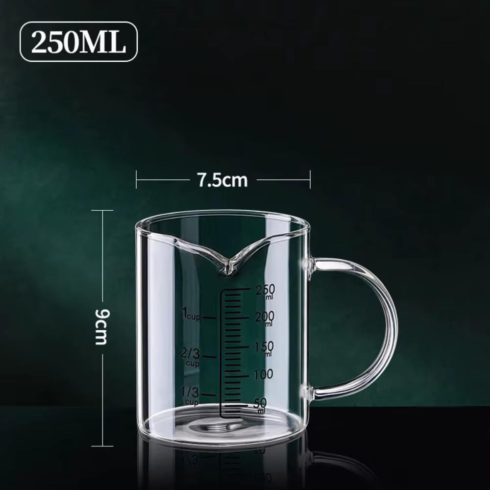 Tasse à mesurer en verre avec poignée 250/350/500/1000 ml, 1 pièce, en verre borosilicate haute rési
