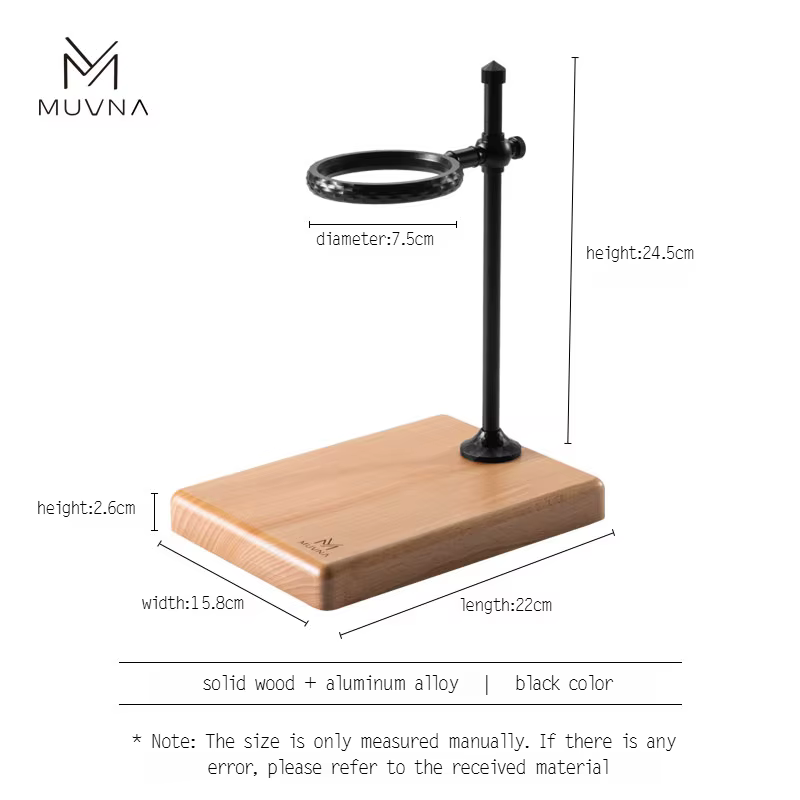 MUVNA-Support de filtre à café réglable avec base de brochure, support de brassage, recommandé, noir
