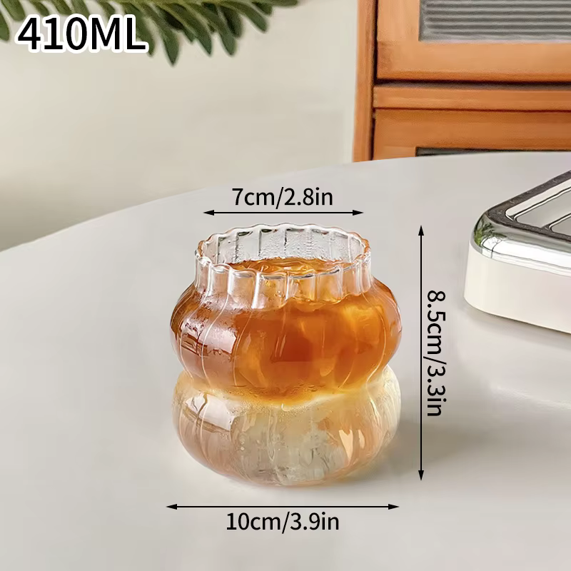 INS tasses en verre Transparent rayure créative tasse à café froid jus de glace Cocktail tasse à boi