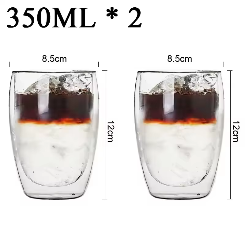 2/4/6 pièces tasses à expresso en verre thermique isolé à Double paroi 350ml tasse à café en verre t