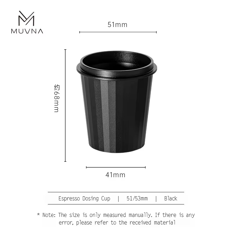 MUVNA-Tasse de Dosage Expresso en Aluminium, Noir/Gris, Compatible avec Portafilter Pound 51/54/58mm