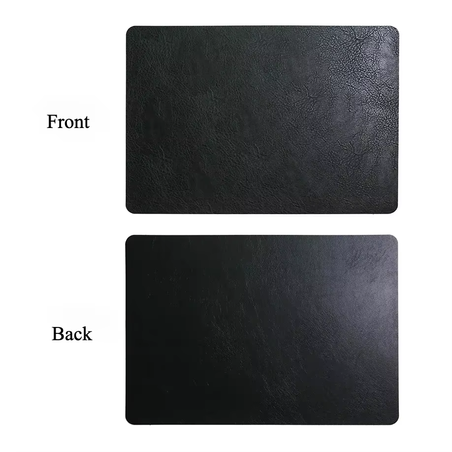 Napperons en cuir PVC avec Texture peau de vache, imperméables, résistants à l'huile, à la chaleur, 