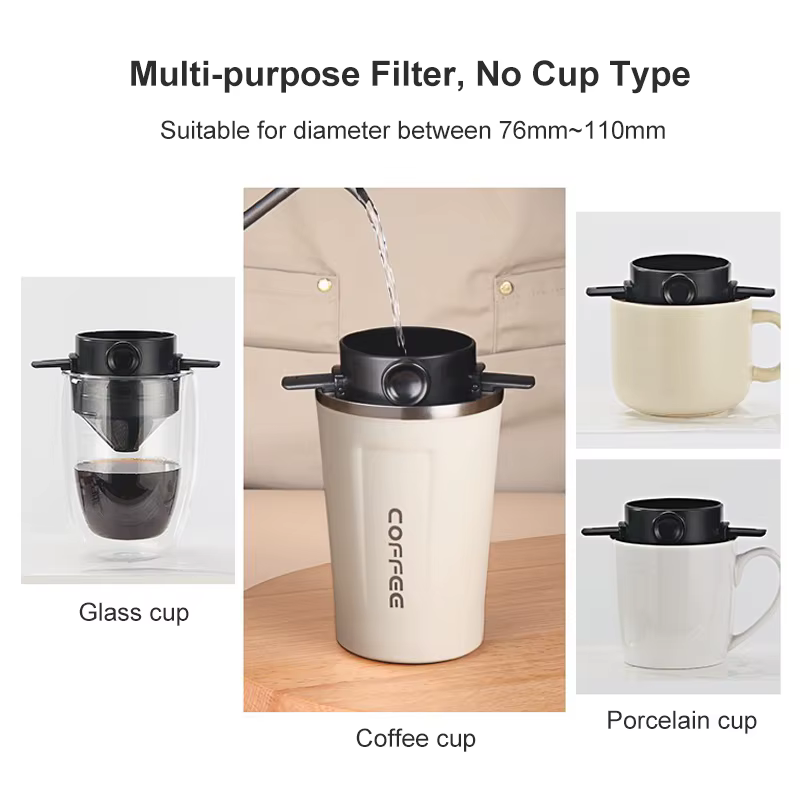 Filtre à café Portable, entonnoir réutilisable, infuseur à thé, goutte-à-goutte en acier inoxydable,
