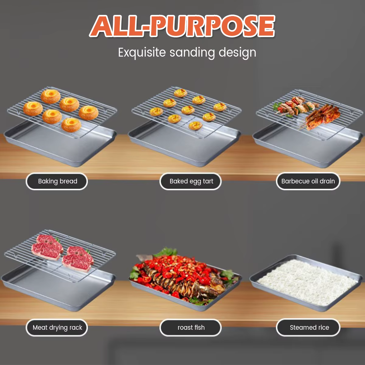 Plateau de cuisson en acier inoxydable avec support métallique, cuisson de gâteaux, barbecue, plaque