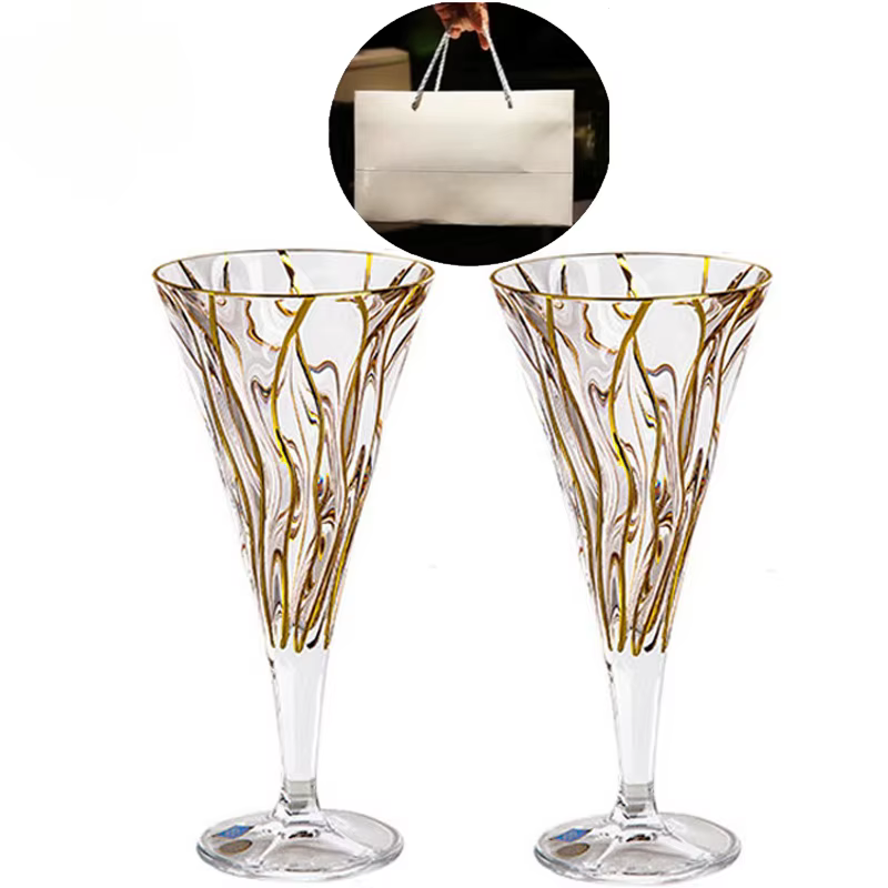 Verre à whisky en cristal doré tressé, grand verre à vin rouge, service à vin