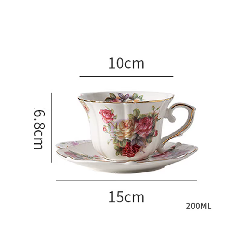 Tasse à café britannique et tasse à thé S/05 er, fleur rose vintage, tasse de luxe légère, tasse en 