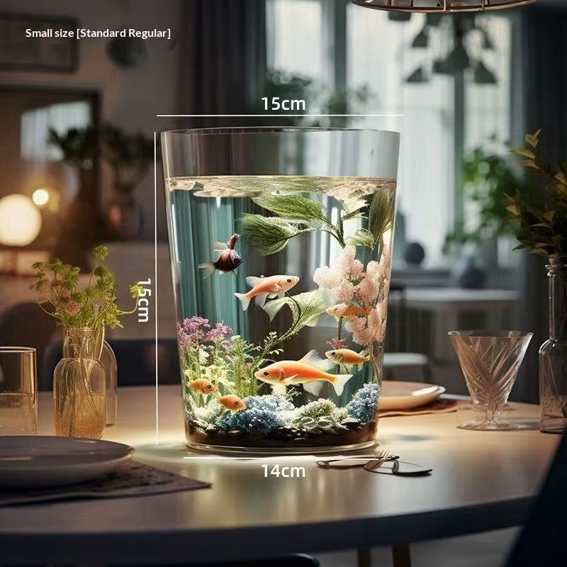 Mini aquarium de bureau en plastique imitation verre incassable, pour poissons rouges et plantes ver