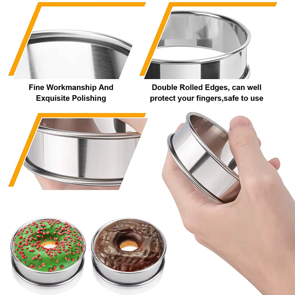 2 pièces en acier inoxydable Double roulé cuisson cercle tarte anneau tarte aux fruits gâteau Cookie