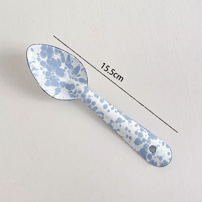 Ensemble de Plats et Assiettes à Queue en Émail Européen, Rétro, Éclaboussures d'Encre, pour la Mais