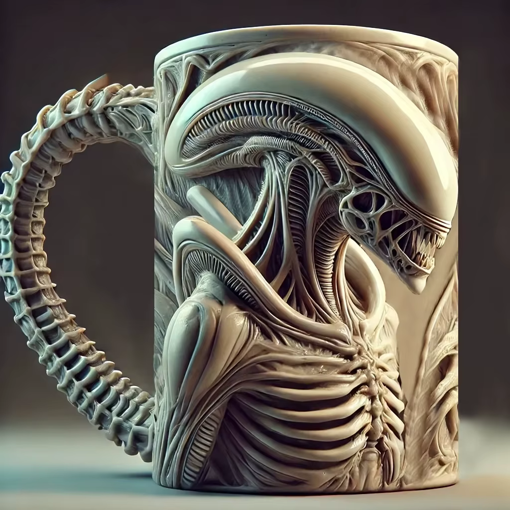 1PC nouvelle tasse au xénomorphe 3D plat transfert de chaleur Alien tasse à café pour la maison et l