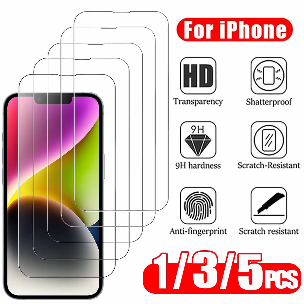 1~5PCs Verre trempé pour iPhone 18 16 17 Pro Max 17e 16e 15 14 13 12 protection d'écran pour iPhone