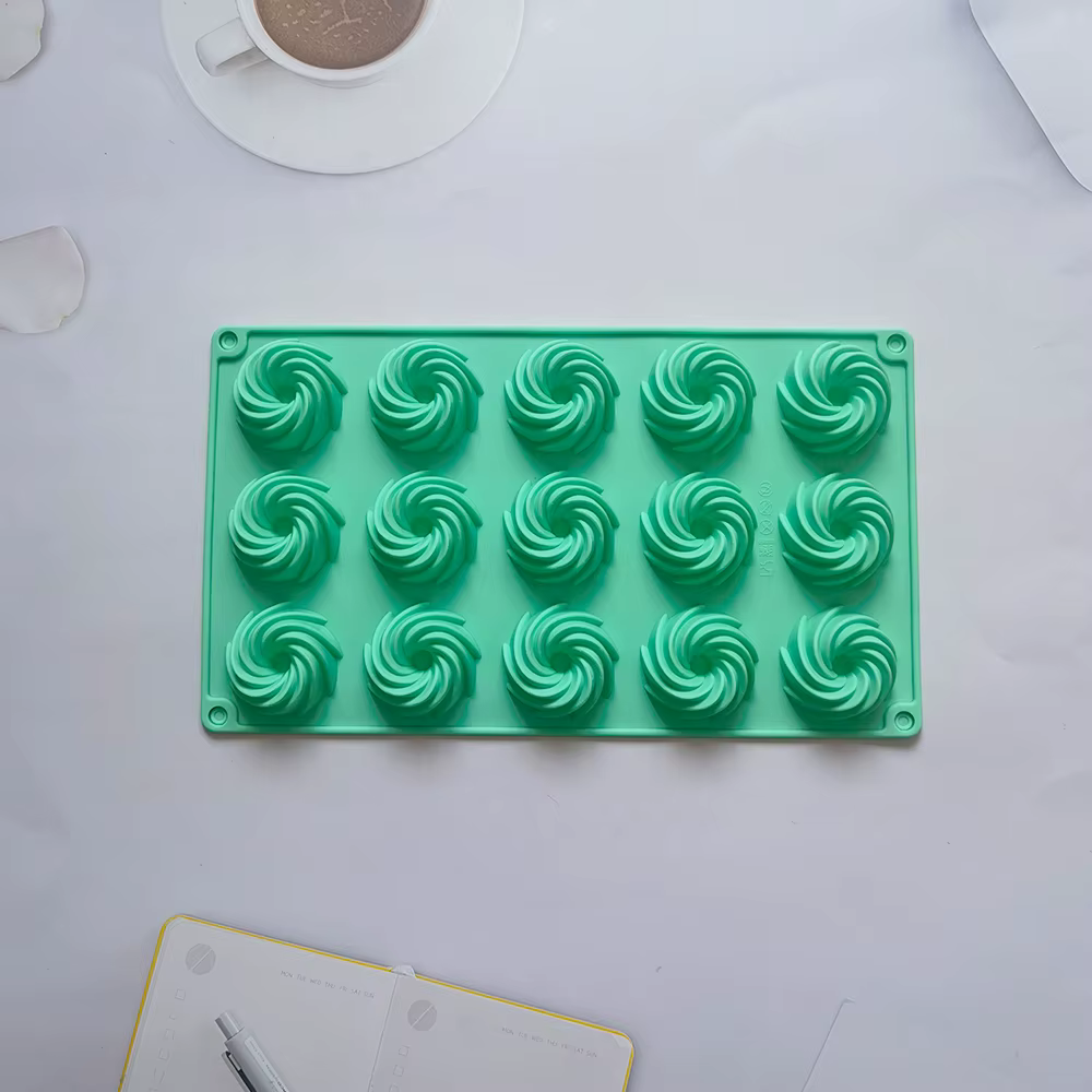 Moule à gâteau en Silicone en forme de spirale à 15 trous, Mousse, Dessert, cuisson de beignets au c