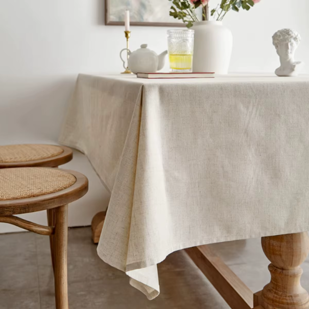 Nappe de table américaine beige simple, durable, en pur coton, pour table basse, décoration de la ma