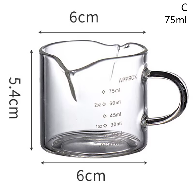 Verre à expresso 70/75ml, tasse à mesurer en verre à Double bec, poignée résistante à la chaleur, éc