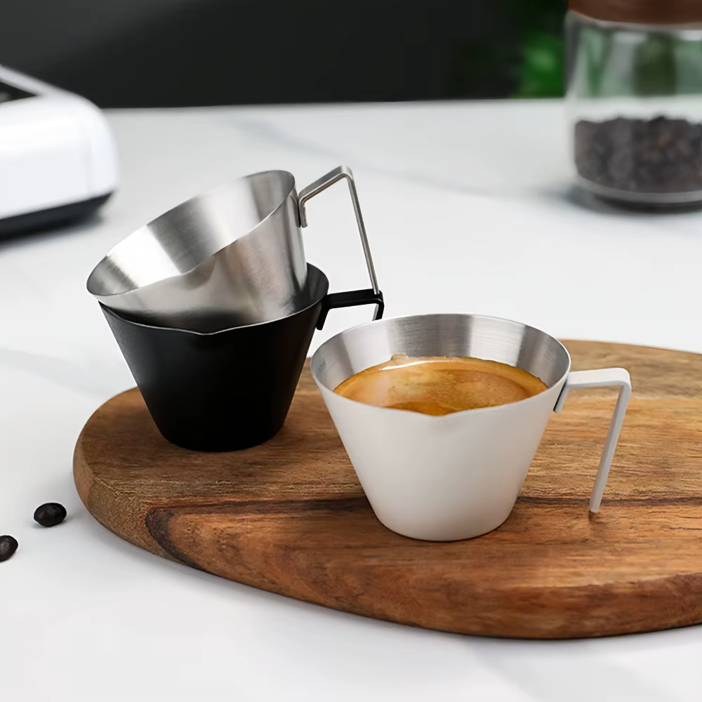Tasse d'extraction d'espresso 100ML, en acier inoxydable 304, avec échelle, épaisse, onces exquises,