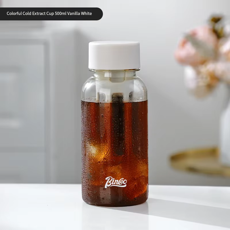Bincoo Bouteille d'infusion froide de 600 ml avec filtre à 300 mailles, tasse de voyage étanche pour