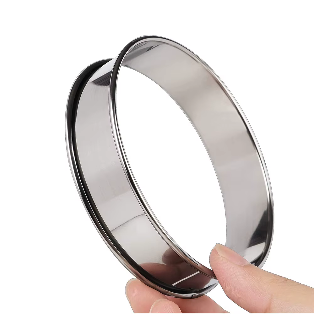 2 pièces en acier inoxydable Double roulé cuisson cercle tarte anneau tarte aux fruits gâteau Cookie