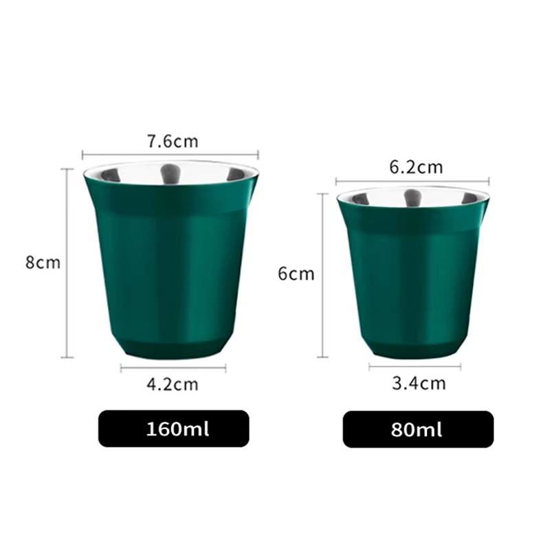 Tasse à expresso à Double paroi isolée en acier inoxydable, Capsule de café, tasse à boisson en méta