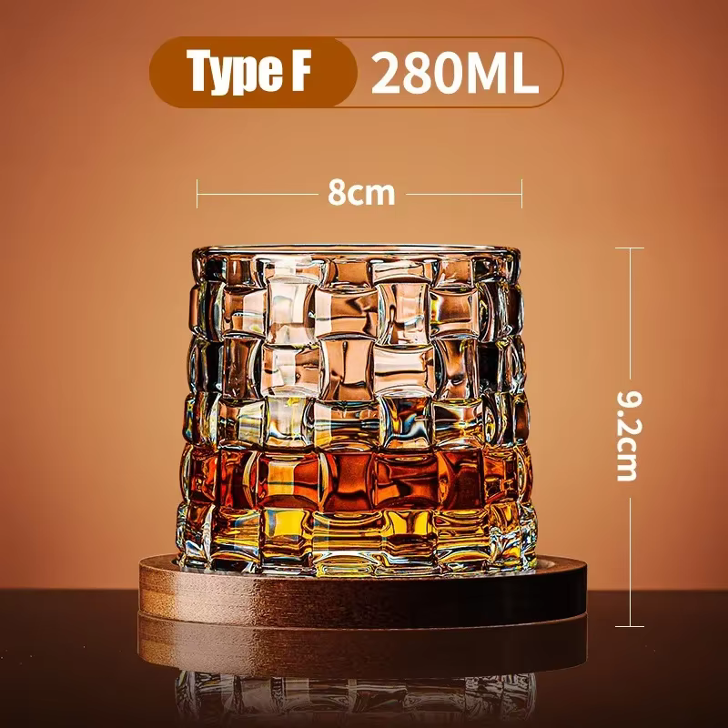 Verre à whisky avec Base, verres à whisky en cristal rotatifs, verre de brandy pour vin, verres pour