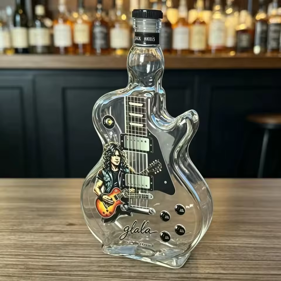 Carafe à whisky en forme de guitare, bouteille à liqueur en verre sur le thème du rock'n'roll, décor