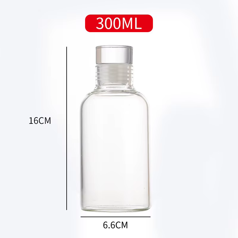 Bouteille d'eau en verre 300/500/750/1000 ml avec couvercle anti-fuite, bouteille réutilisable écolo