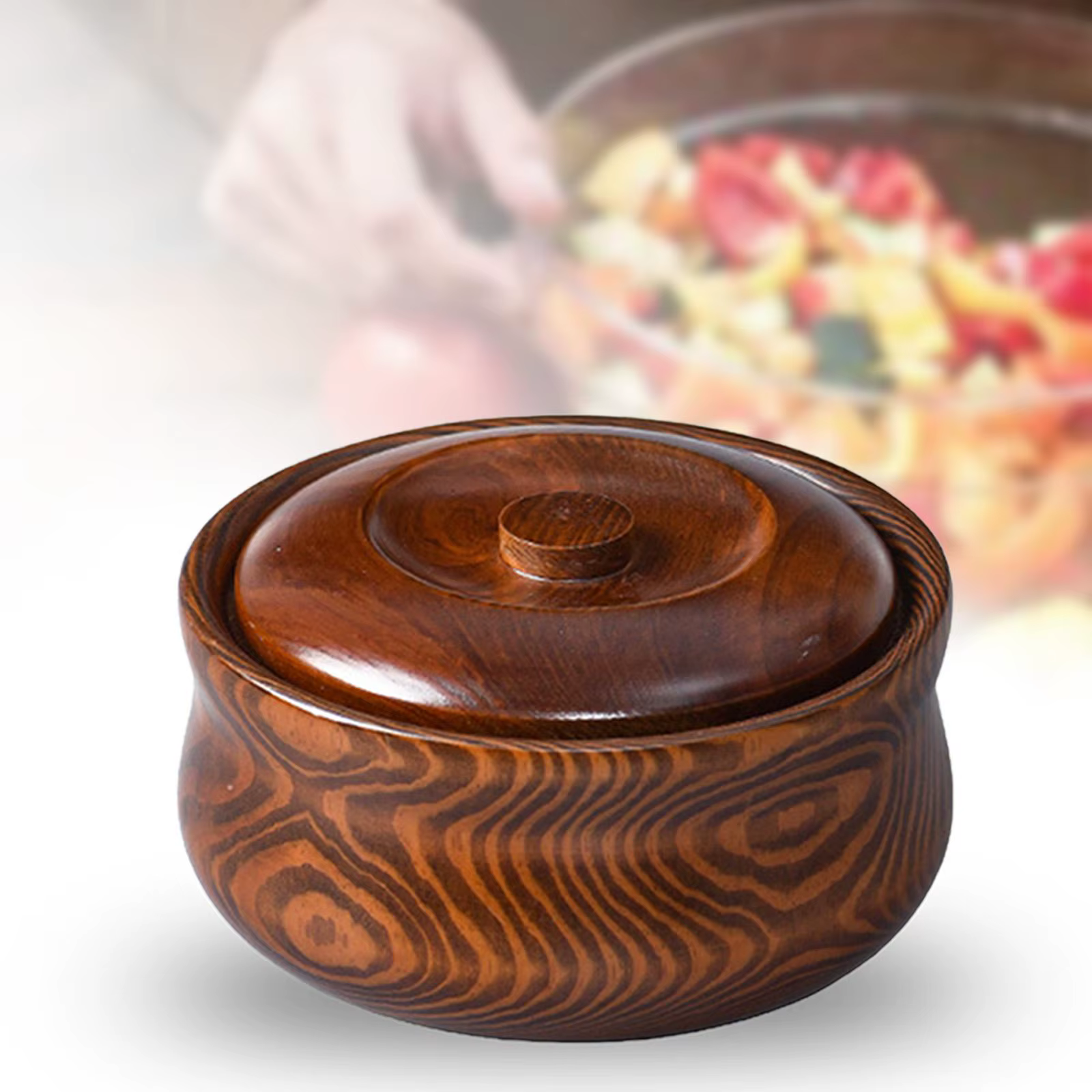 Filles Ramen en bois fait à la main pour salade, récipient durable avec légumes