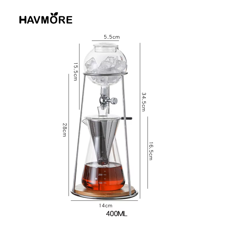 Cafetière froide manuelle en verre, cafetière goutte à goutte de glace, 400/600ML, pour brassage de 