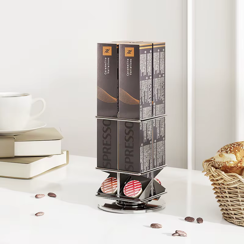 Support Rotatif T1 pour Capsules de Café, Étagère de Rangement pour 40 Dosettes, Couleur Or