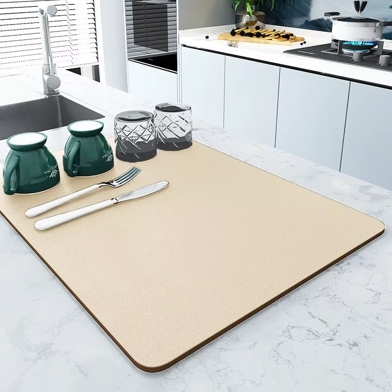 Tapis de séchage de la terre de diatomées, minimaliste, couleur unie, pour évier de cuisine, absorba