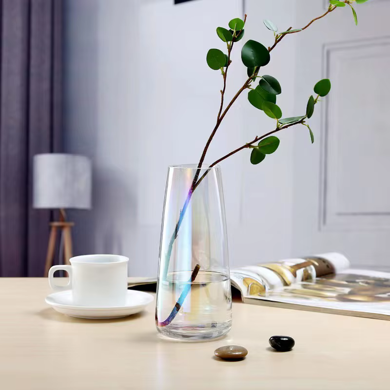 Vase en verre Transparent Aurora Illusion, Arrangement de fleurs, Vase de table, décoration de la ma