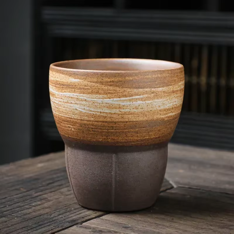 Tasse à café expresso en poterie grossière de style japonais, tasse à thé Kung Fu en céramique vinta