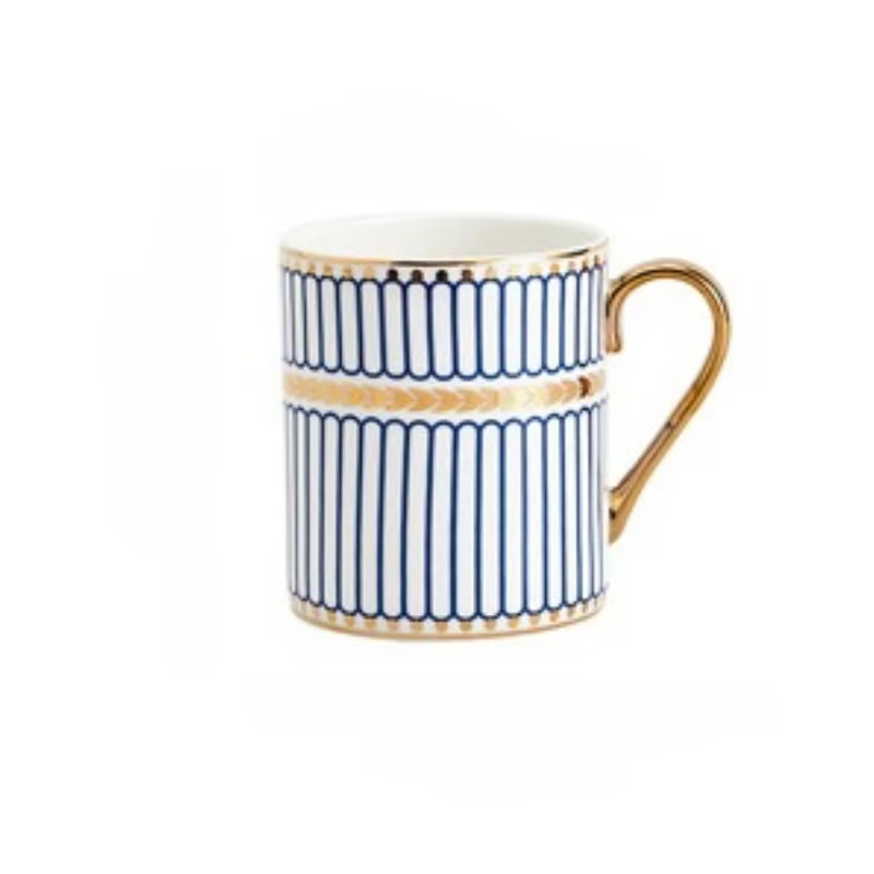 Tasse à café en céramique dorée peinte à la main de luxe légère, tasse de bureau, tasses à thé de l'