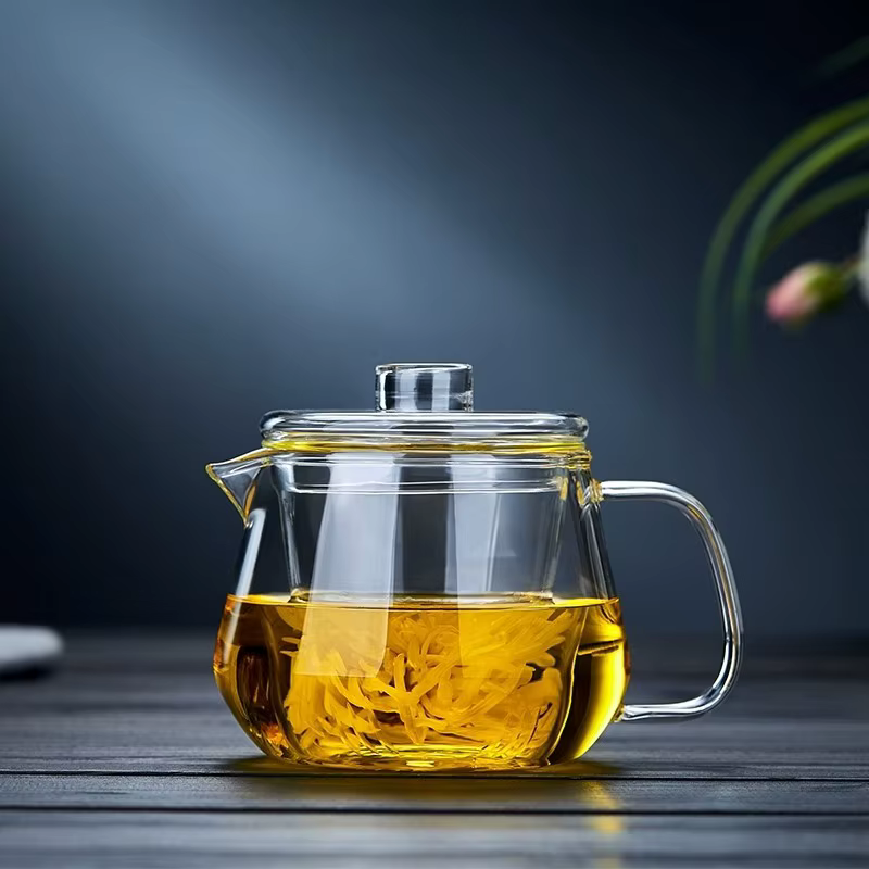 Théière en verre avec infuseur, bouilloire à thé en verre Borosilicate avec couvercle, lave-vaissell